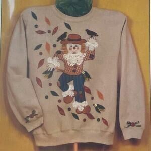 Doily Wear by Ozark Crafts 825 Pattern Scarecrow Uncut Template Fall Shirt Top